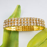 Gold with Clear Rhinestone stretchable bracelet | Bellaire Wholesale