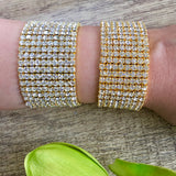 Gold with Clear Rhinestone stretchable bracelet | Bellaire Wholesale