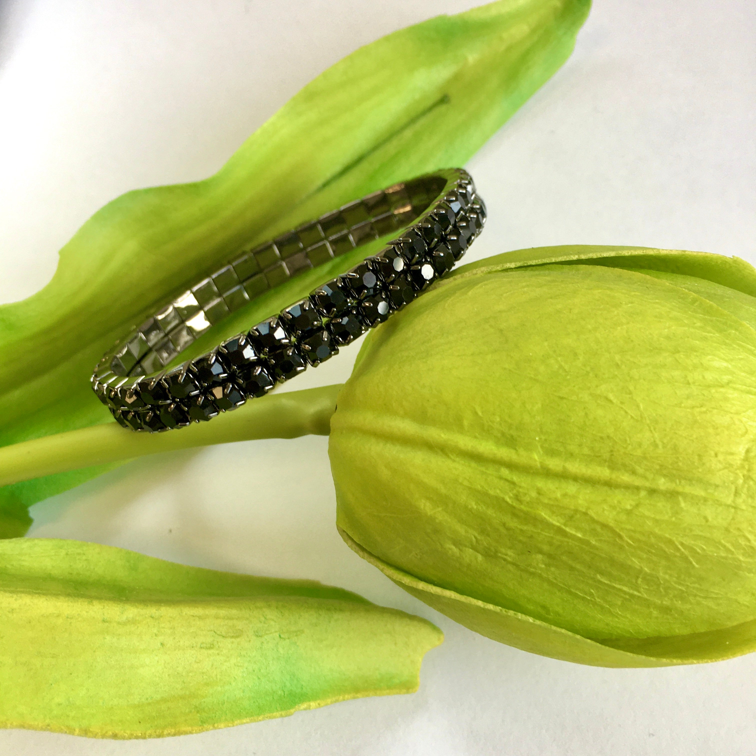 Jet Black Rhinestone stretchable bracelet | Bellaire Wholesale