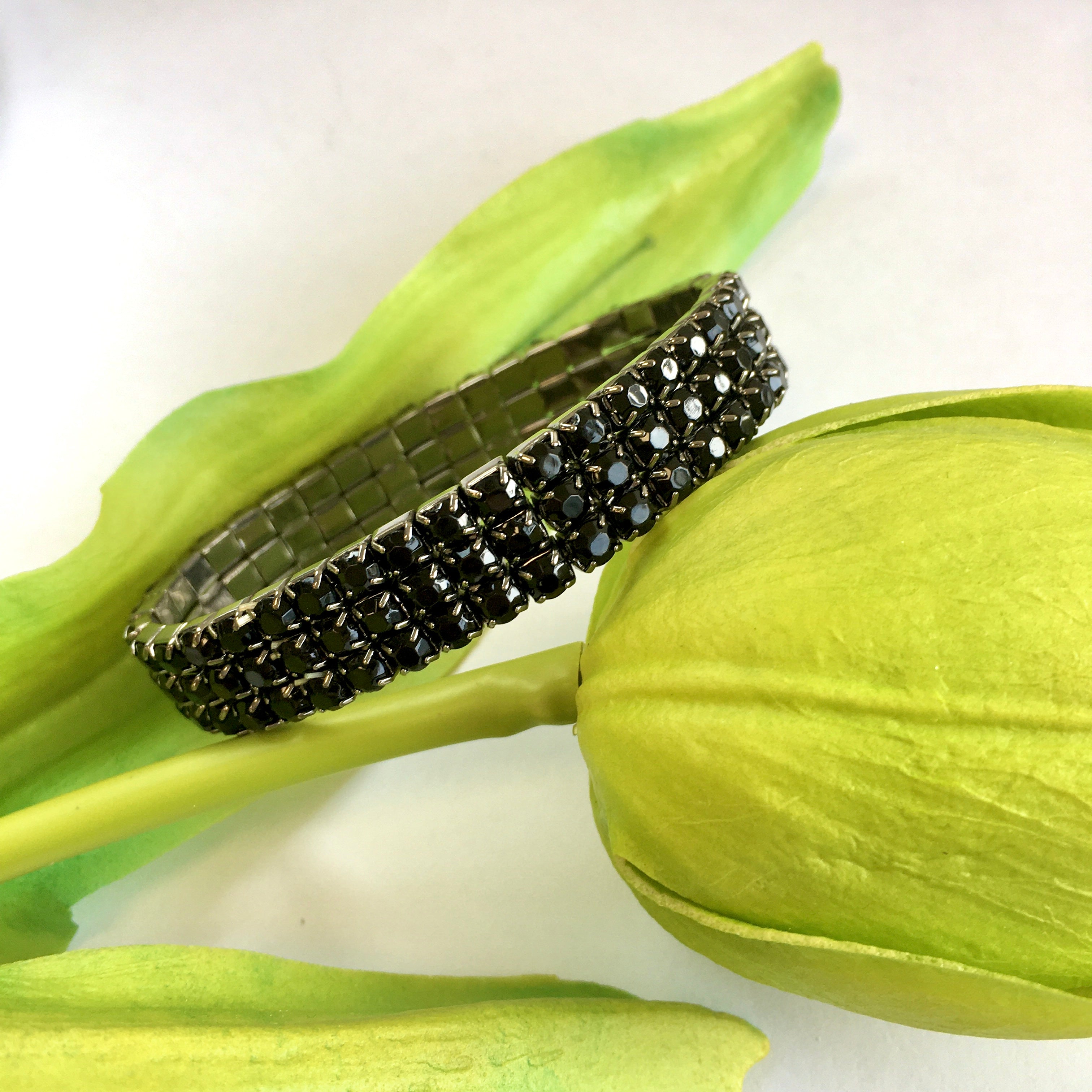 Jet Black Rhinestone stretchable bracelet | Bellaire Wholesale