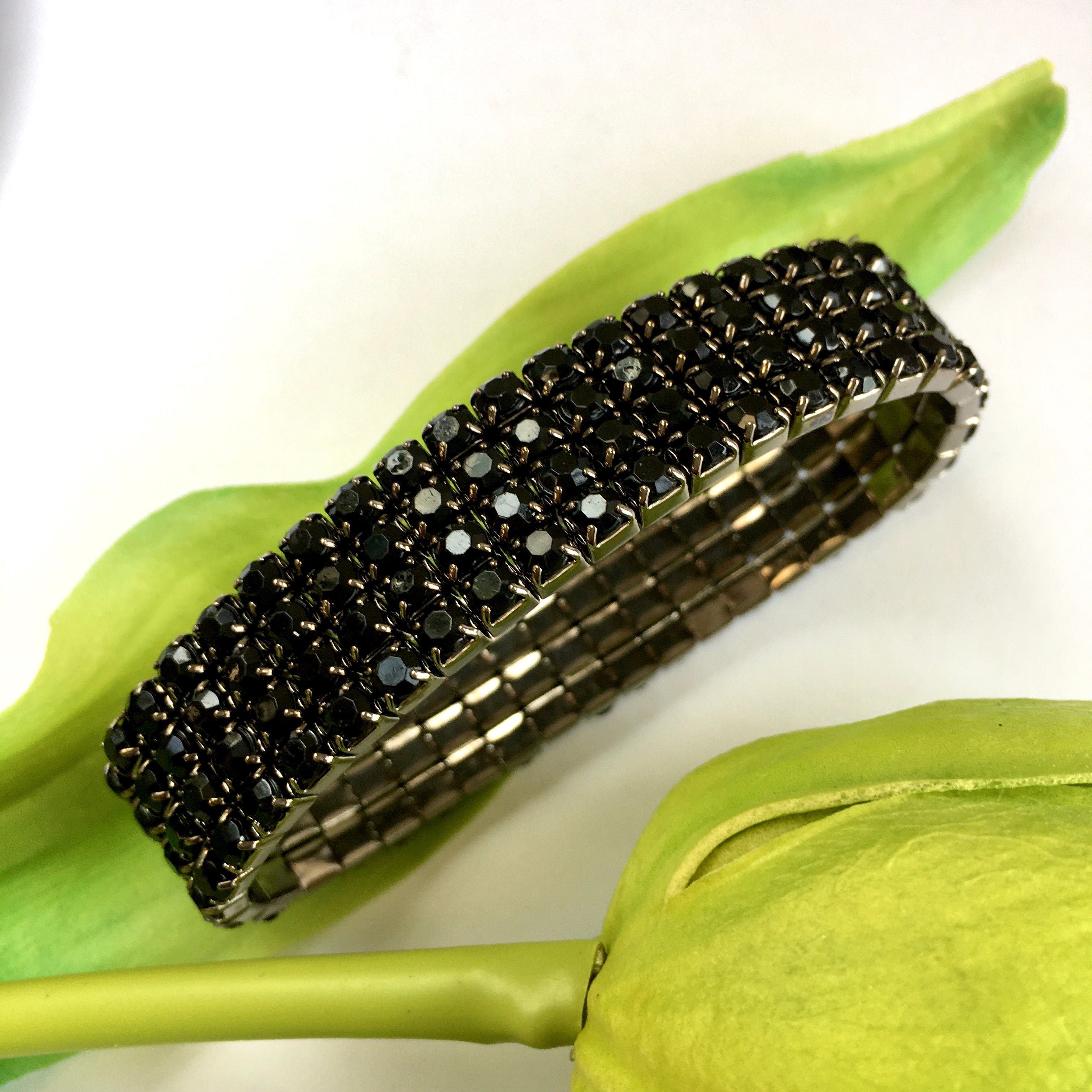 Jet Black Rhinestone stretchable bracelet | Bellaire Wholesale