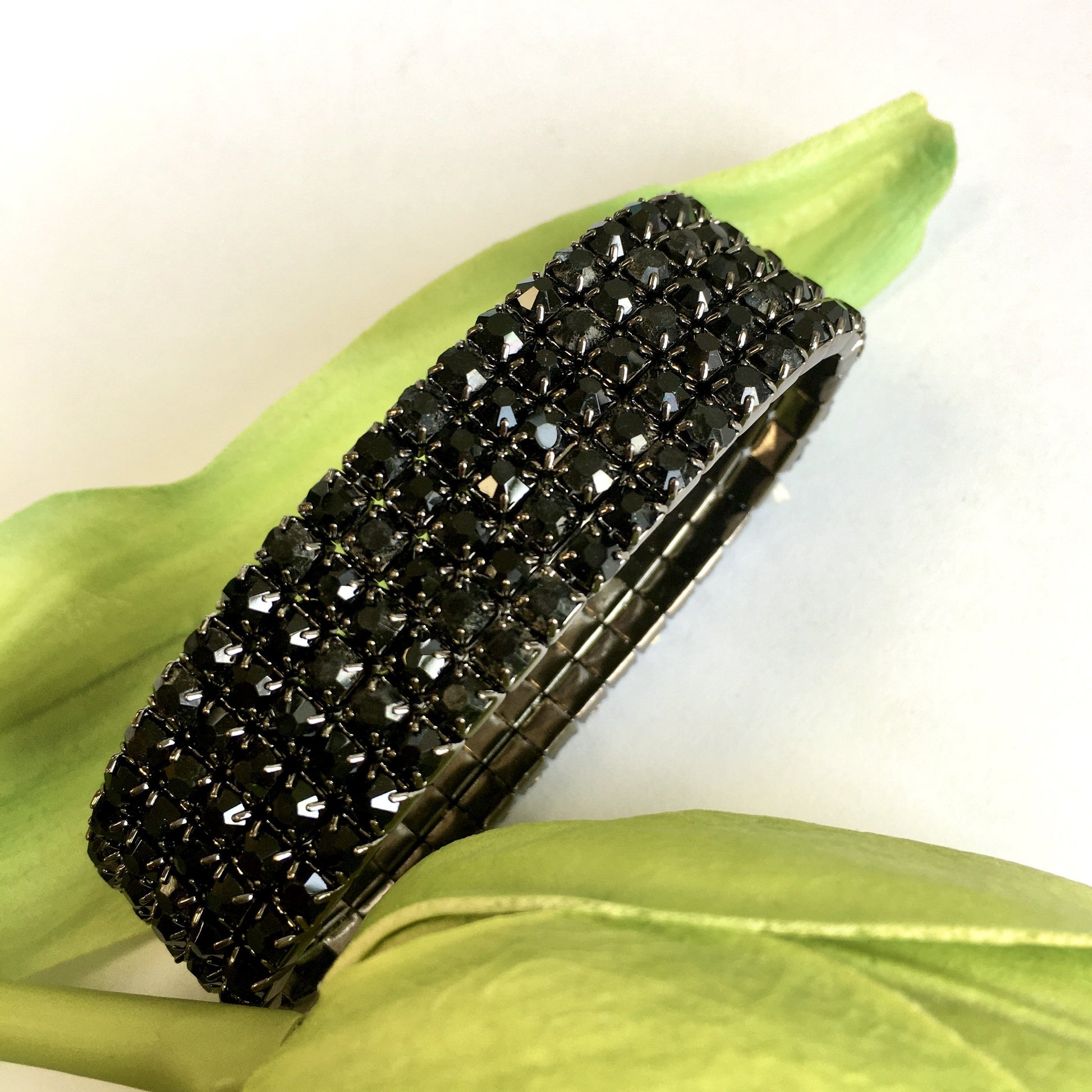 Jet Black Rhinestone stretchable bracelet | Bellaire Wholesale