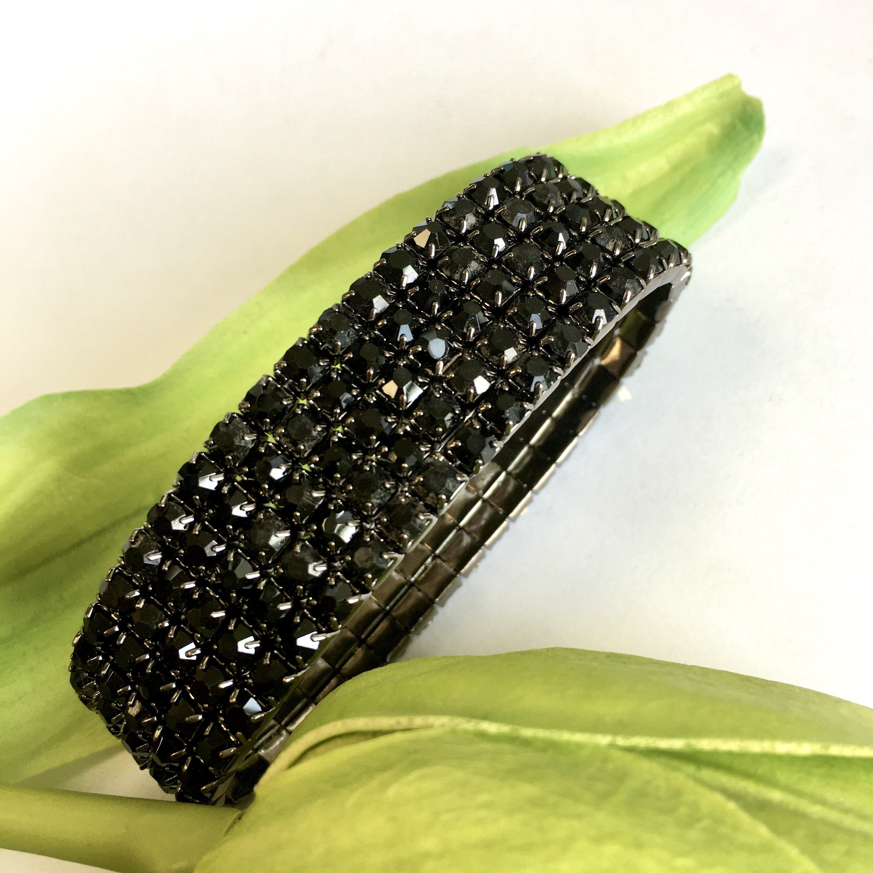 Jet Black Rhinestone stretchable bracelet | Bellaire Wholesale