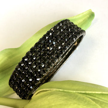 Jet Black Rhinestone stretchable bracelet | Bellaire Wholesale