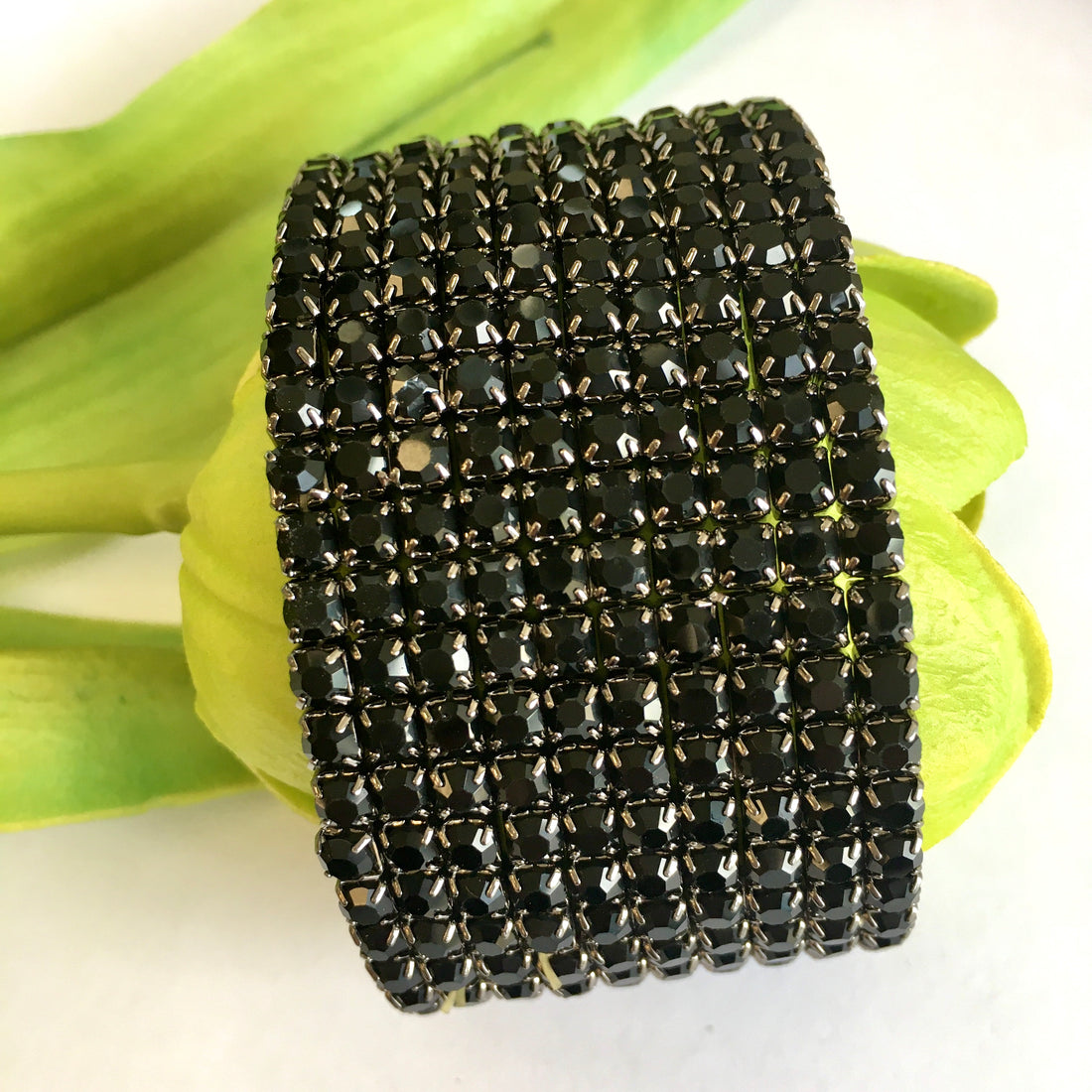 Jet Black Rhinestone stretchable bracelet | Bellaire Wholesale