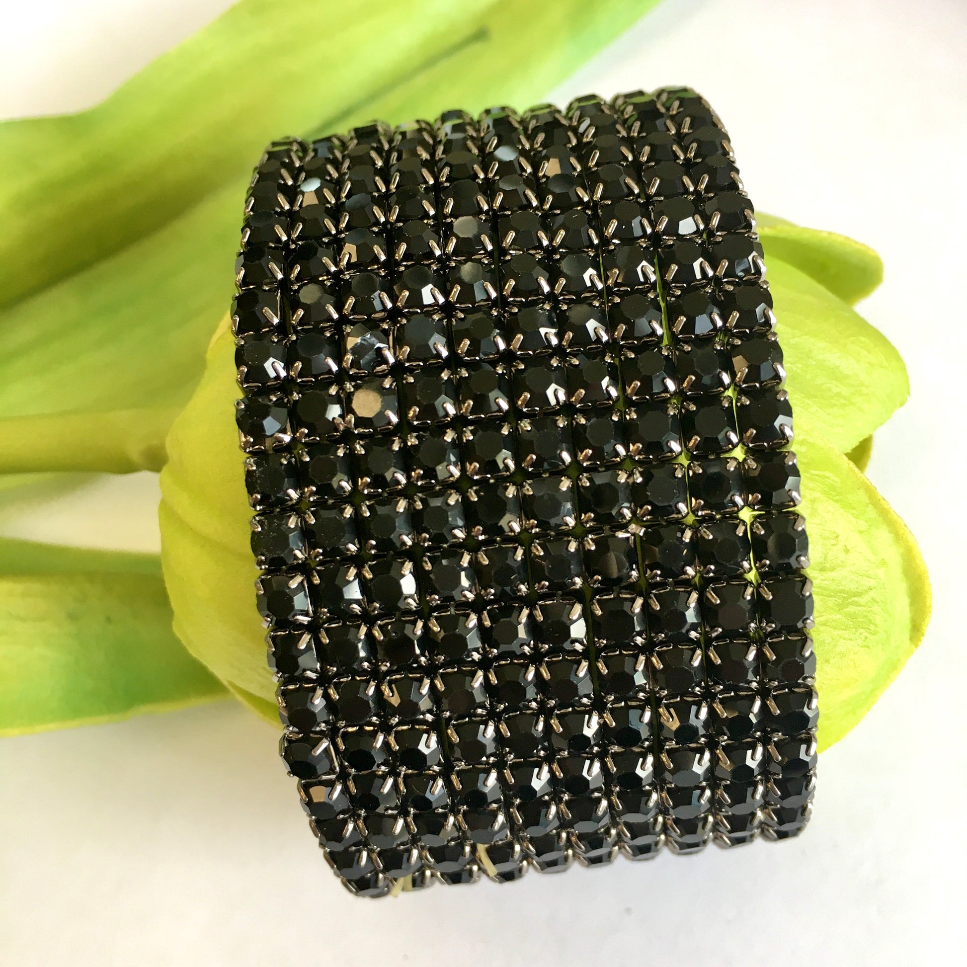 Jet Black Rhinestone stretchable bracelet | Bellaire Wholesale