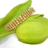 Gold Rhinestone with Gold Crystals stretchable bracelet | Bellaire Wholesale