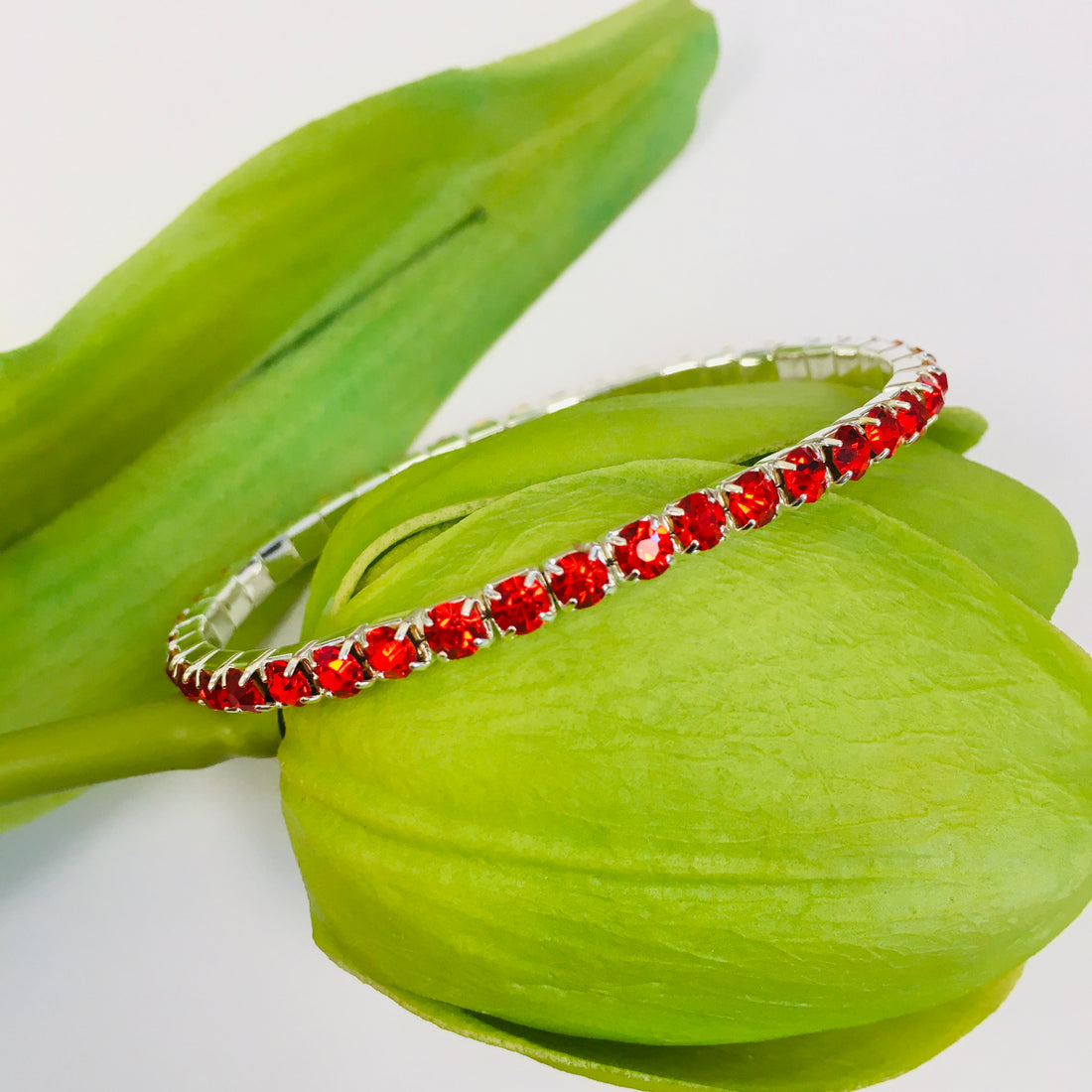 Red Rhinestone stretchable bracelet | Bellaire Wholesale