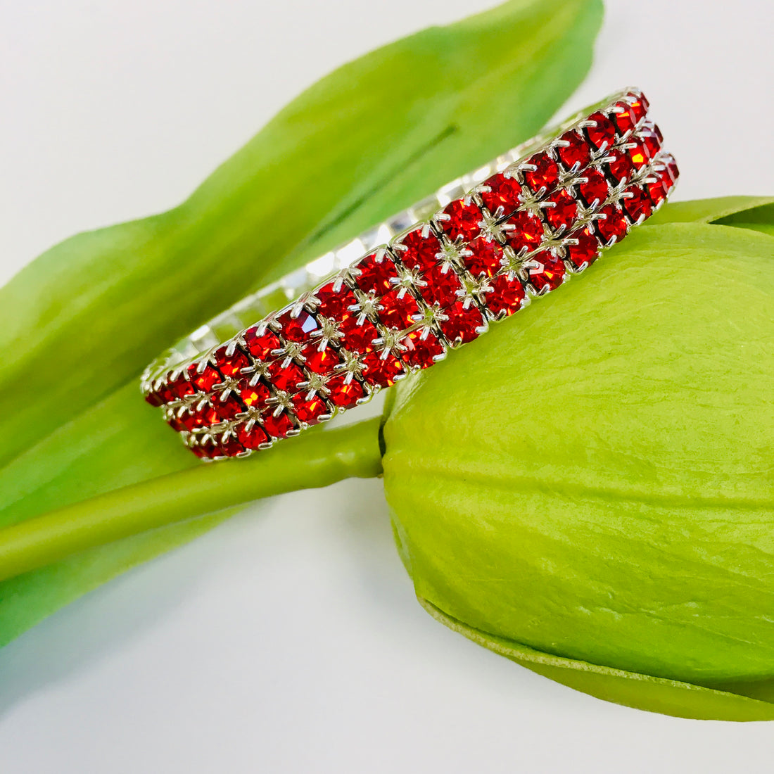 Red Rhinestone stretchable bracelet | Bellaire Wholesale