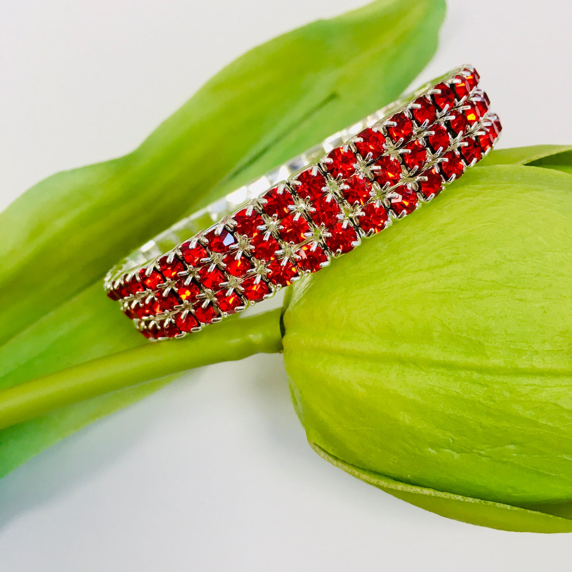 Red Rhinestone stretchable bracelet | Bellaire Wholesale
