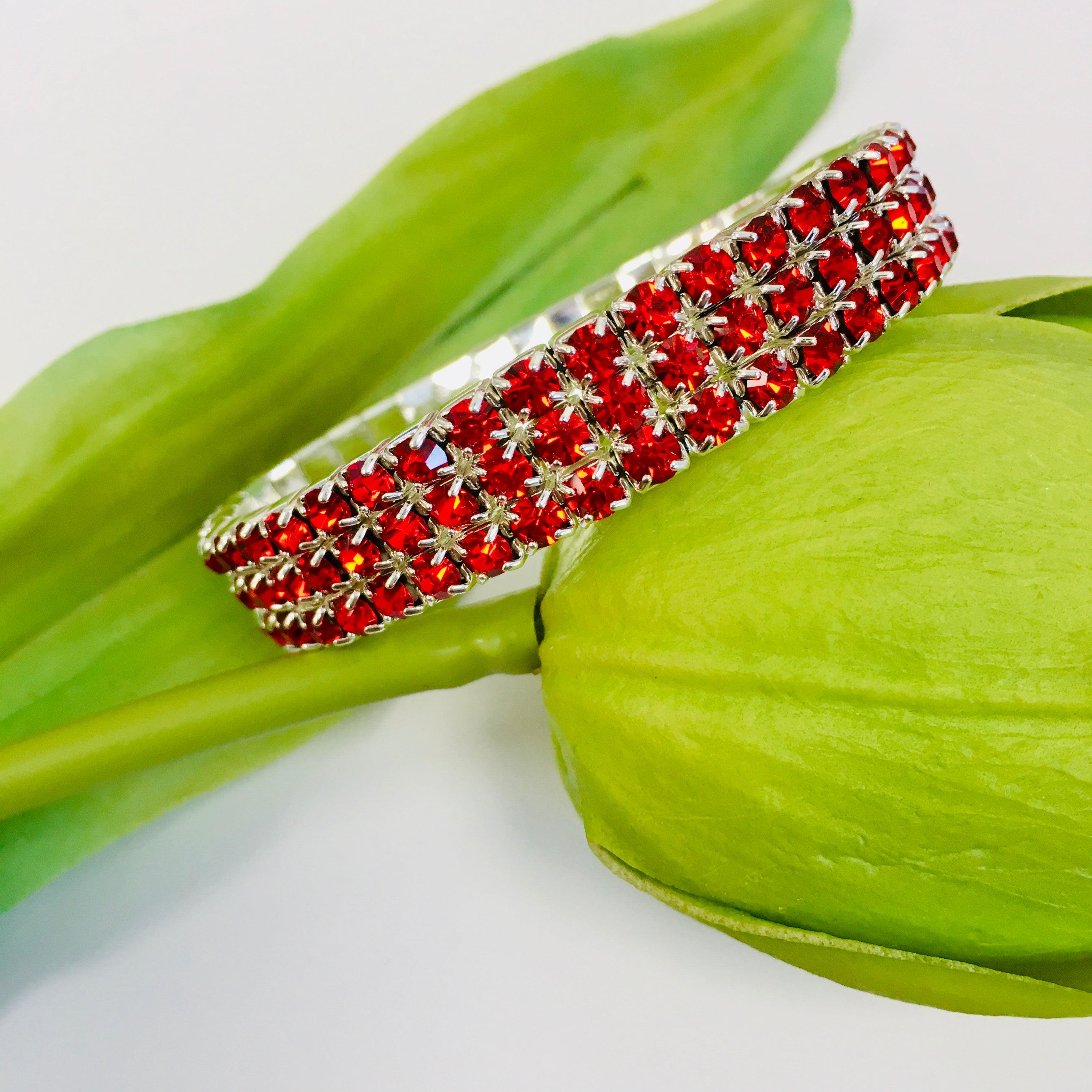Red Rhinestone stretchable bracelet | Bellaire Wholesale