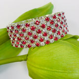 Red & Silver Rhinestone stretchable bracelet | Bellaire Wholesale