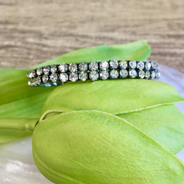Black with Silver Rhinestone stretchable bracelet | Bellaire Wholesale
