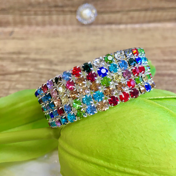 Multi Color Rhinestone Stretchable bracelet | Bellaire Wholesale