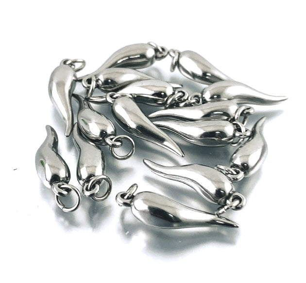 Gold, Rhodium Stainless Steel Horn Pendants, 2pc