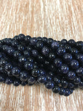 8mm Blue Sand Stone Bead | Bellaire Wholesale