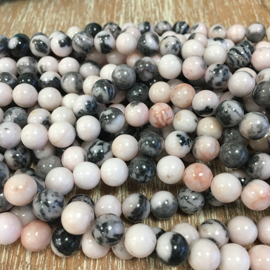 8mm Pink Zebra Jasper Bead | Bellaire Wholesale