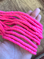6mm Fluorescent Pink Heishi Beads | Bellaire Wholesale