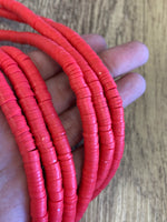 6mm Bright Red Heishi Beads | Bellaire Wholesale