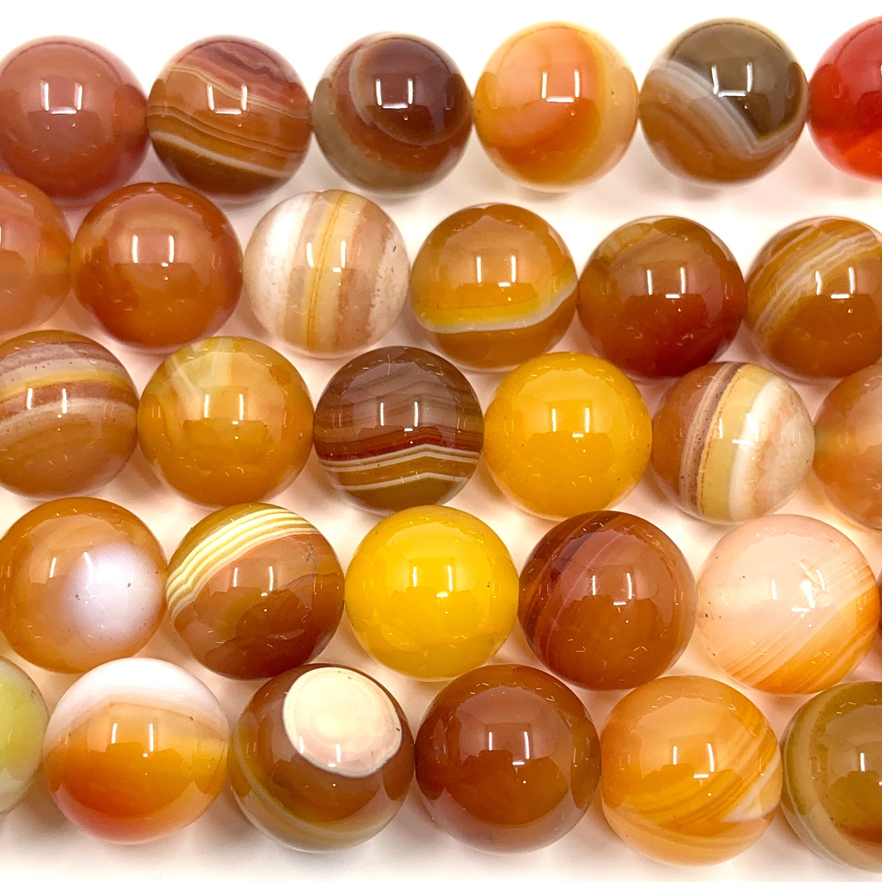 Orange Yellow Banded Agate Beads 4mm, 6mm, 8mm, 10mm