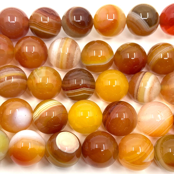 Orange Yellow Banded Agate Beads, 8mm, 10mm