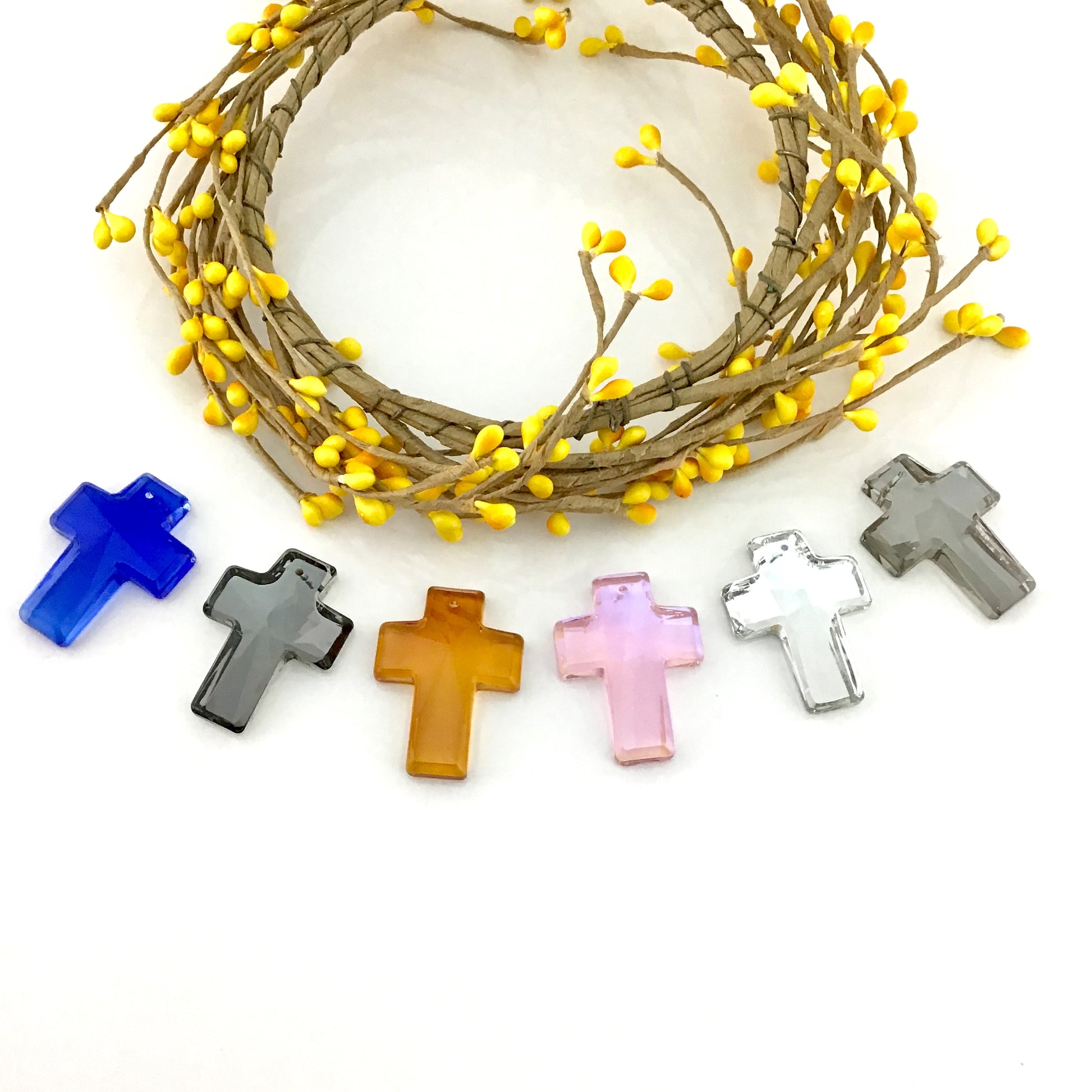 2 Glass Cross Pendant, Silver Shade | Bellaire Wholesale
