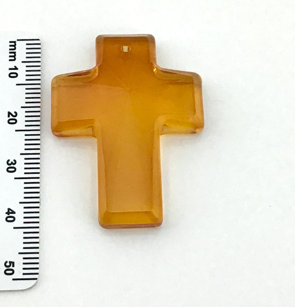 2 Glass Cross Pendant, Golden Shadow | Bellaire Wholesale