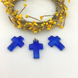2 Glass Cross Pendant, Blue | Bellaire Wholesale