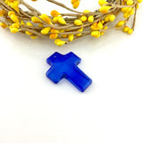 2 Glass Cross Pendant, Blue | Bellaire Wholesale