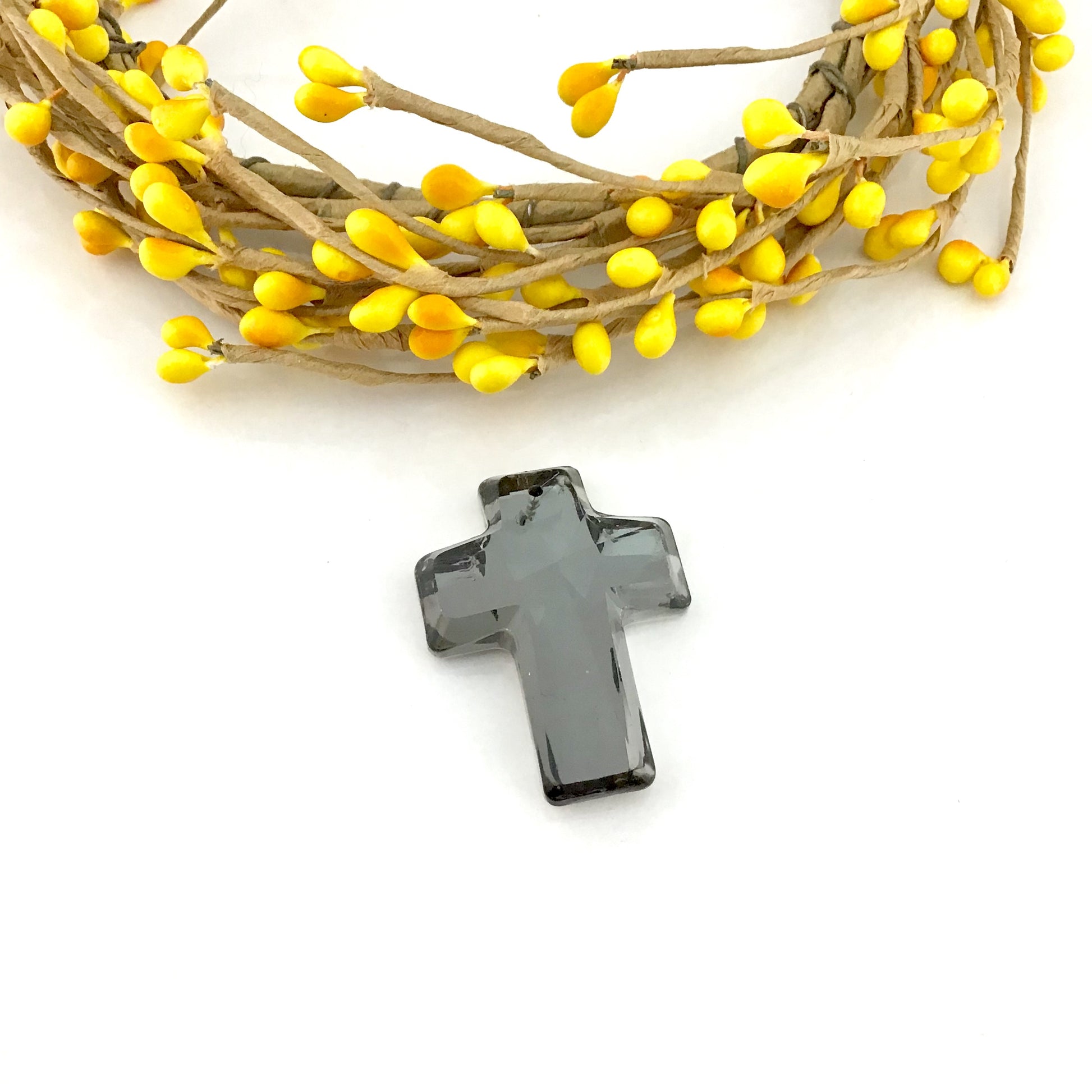 2 Glass Cross Pendant, Silver Night Grey | Bellaire Wholesale