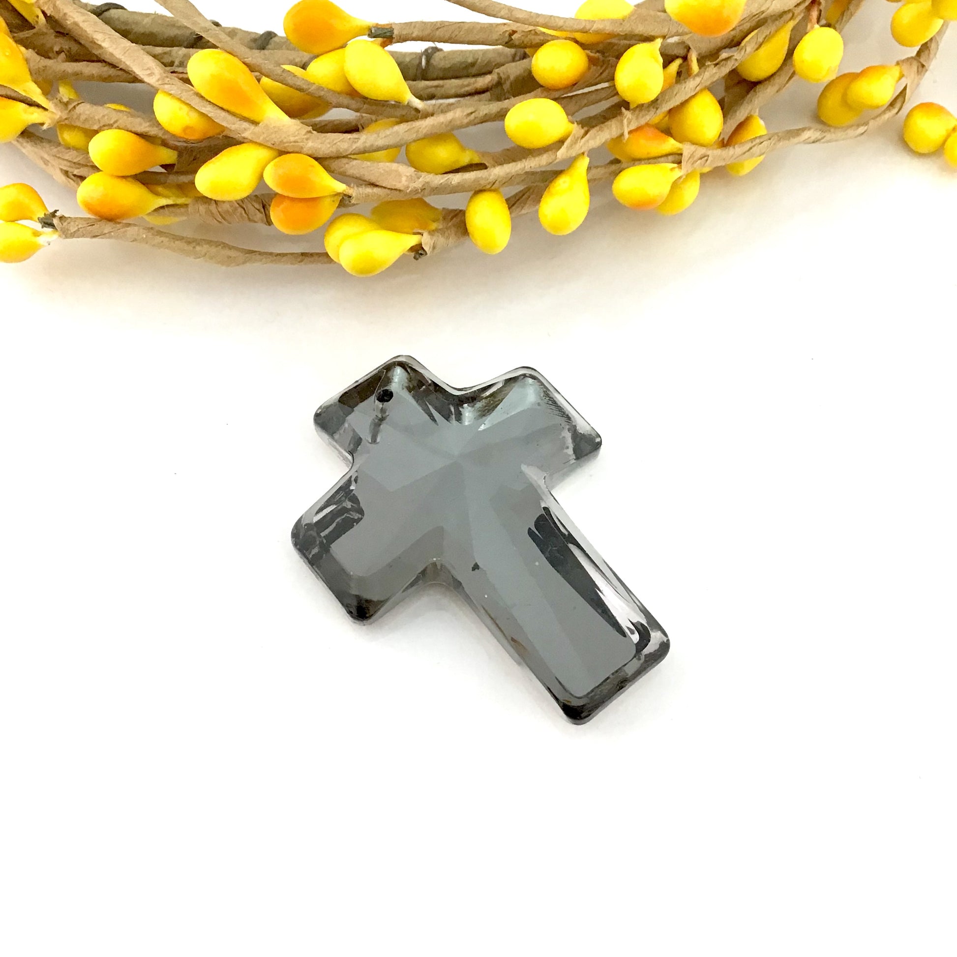 2 Glass Cross Pendant, Silver Night Grey | Bellaire Wholesale