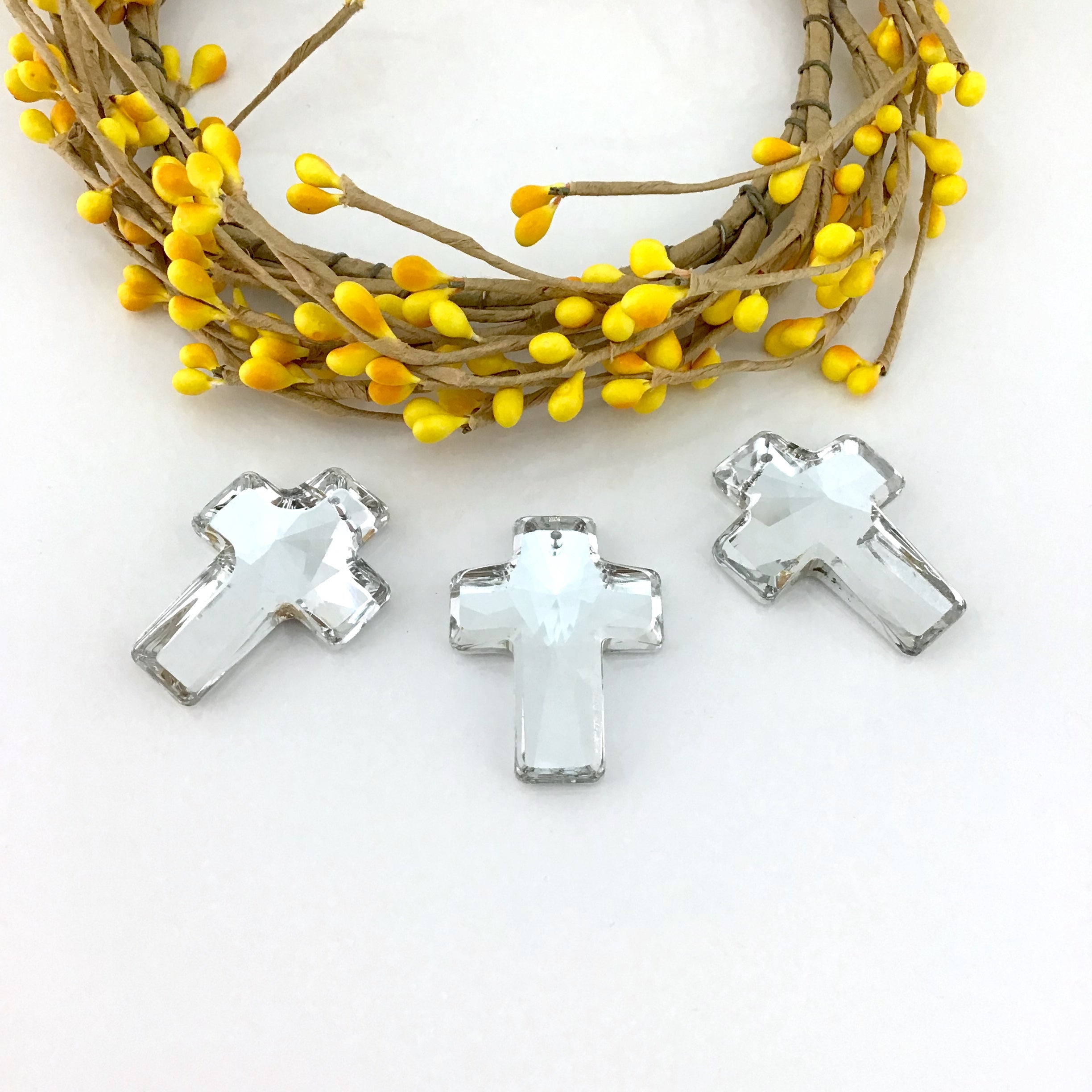 2 Glass Cross Pendant, Silver Argentia | Bellaire Wholesale