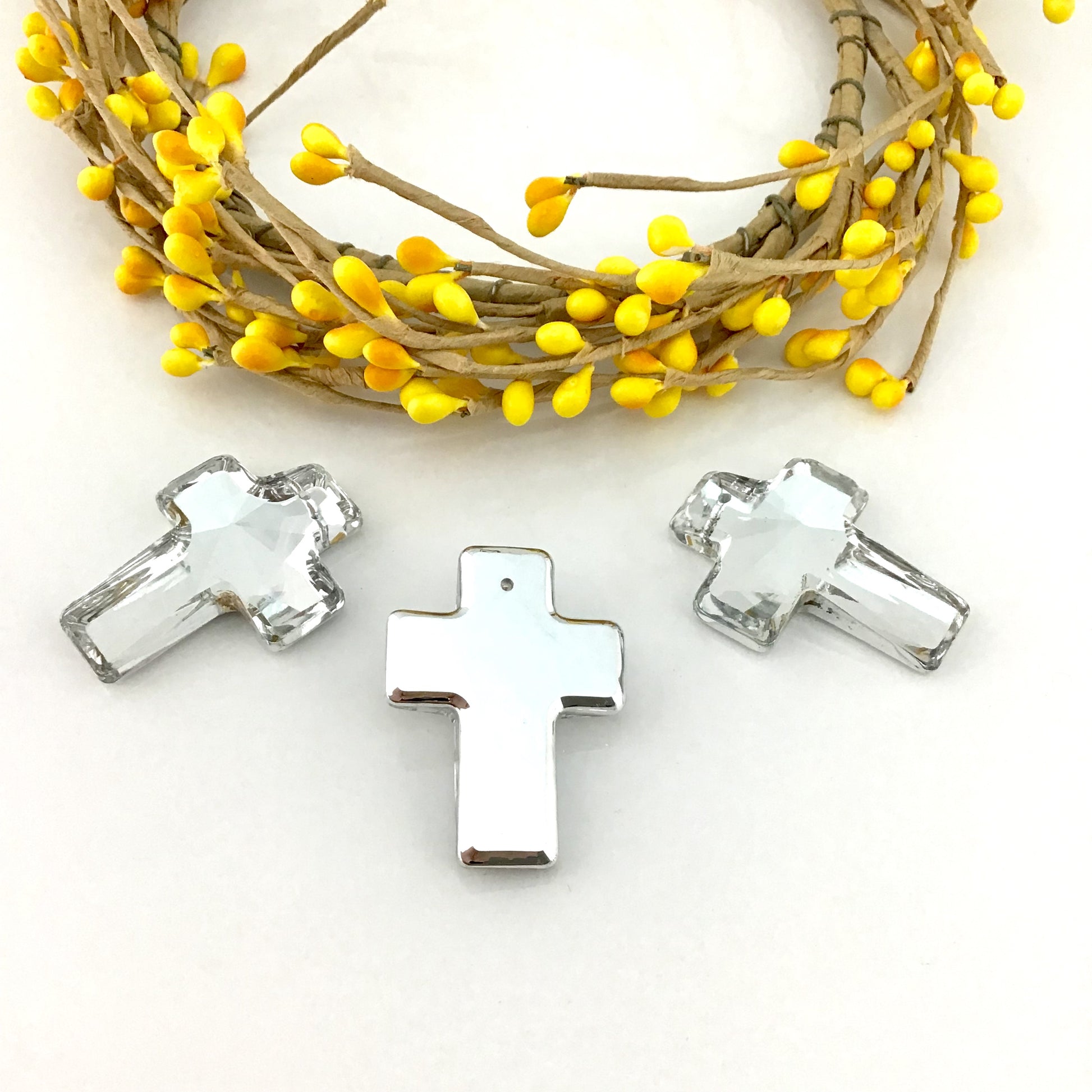2 Glass Cross Pendant, Silver Argentia | Bellaire Wholesale