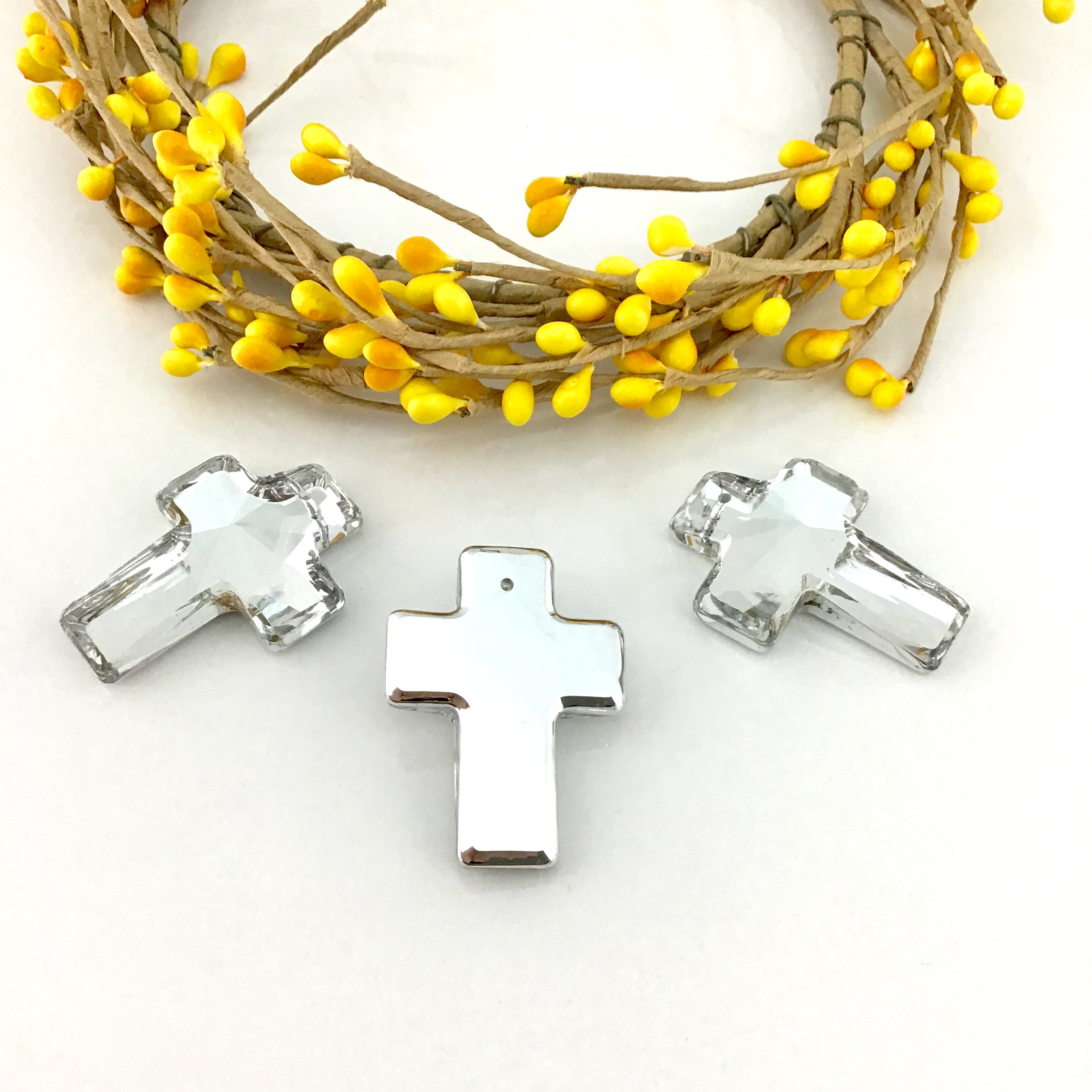 2 Glass Cross Pendant, Silver Argentia | Bellaire Wholesale