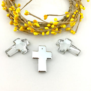 2 Glass Cross Pendant, Silver Argentia | Bellaire Wholesale