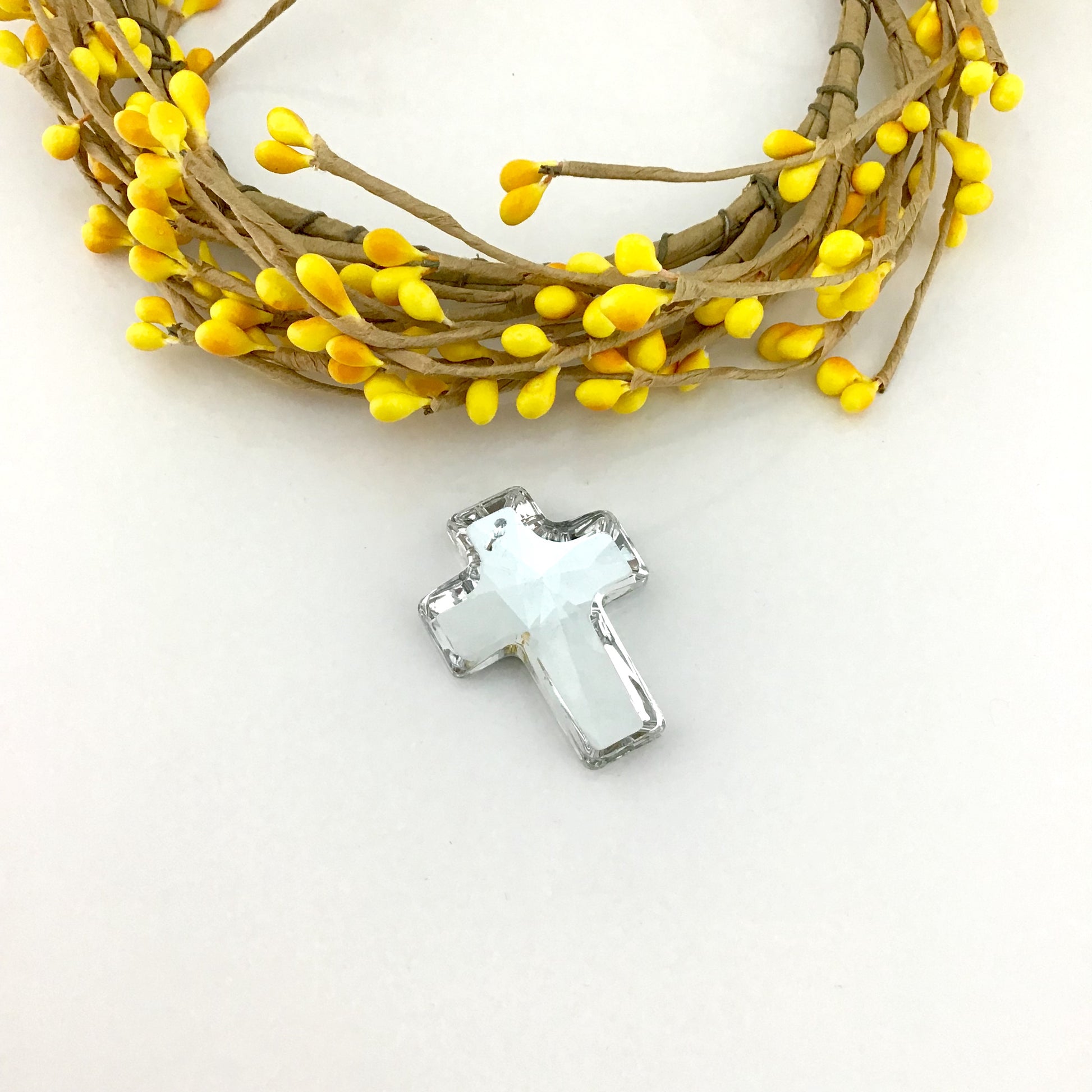 2 Glass Cross Pendant, Silver Argentia | Bellaire Wholesale