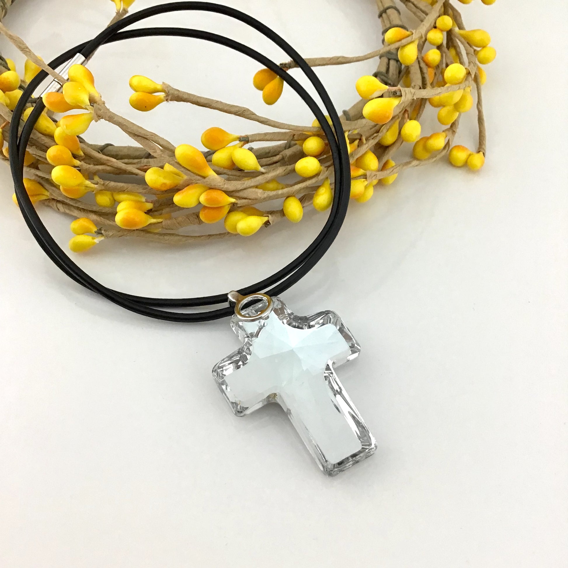 2 Glass Cross Pendant, Silver Argentia | Bellaire Wholesale