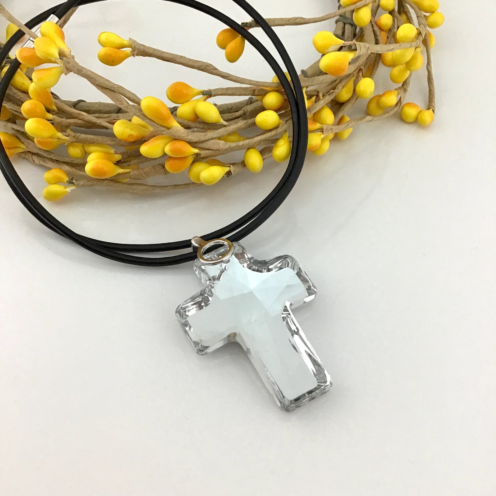 2 Glass Cross Pendant, Silver Argentia | Bellaire Wholesale