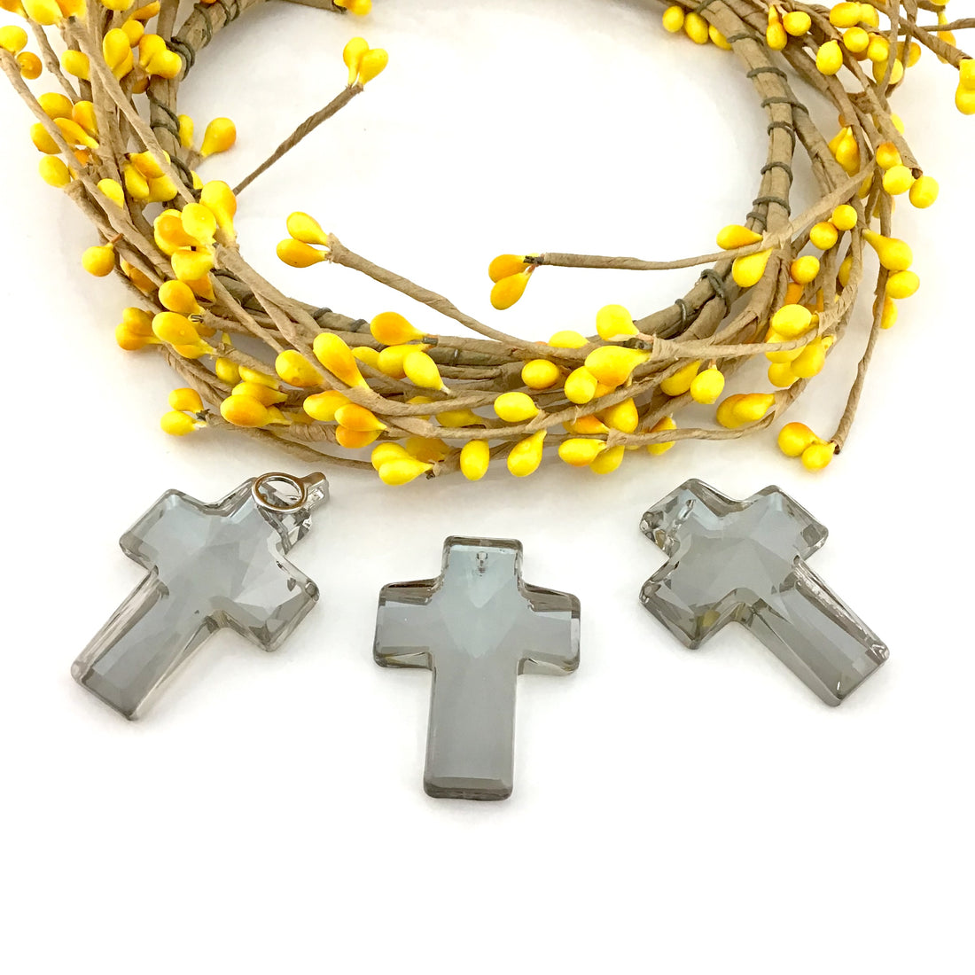 2 Glass Cross Pendant, Silver Shade | Bellaire Wholesale