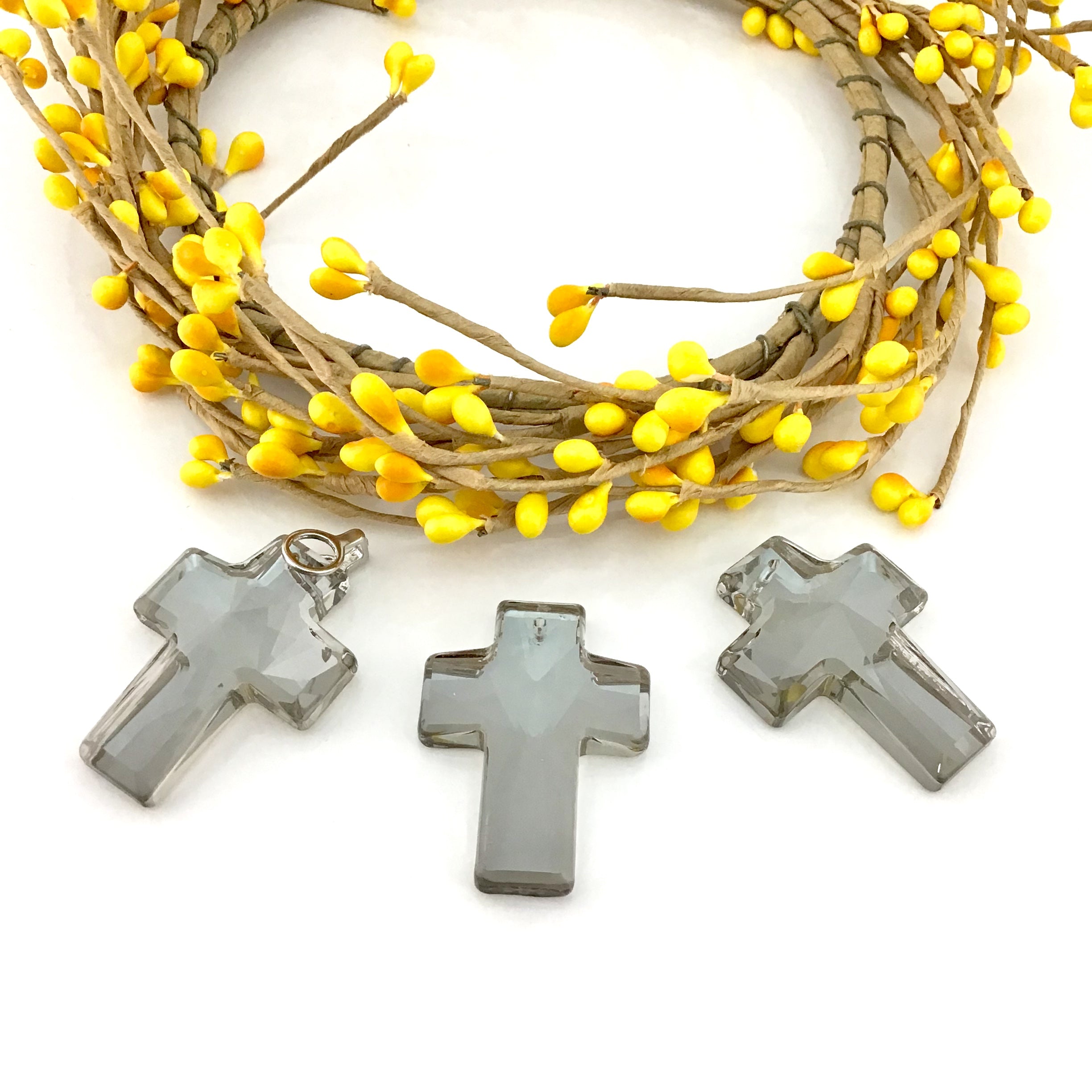 2 Glass Cross Pendant, Silver Shade | Bellaire Wholesale