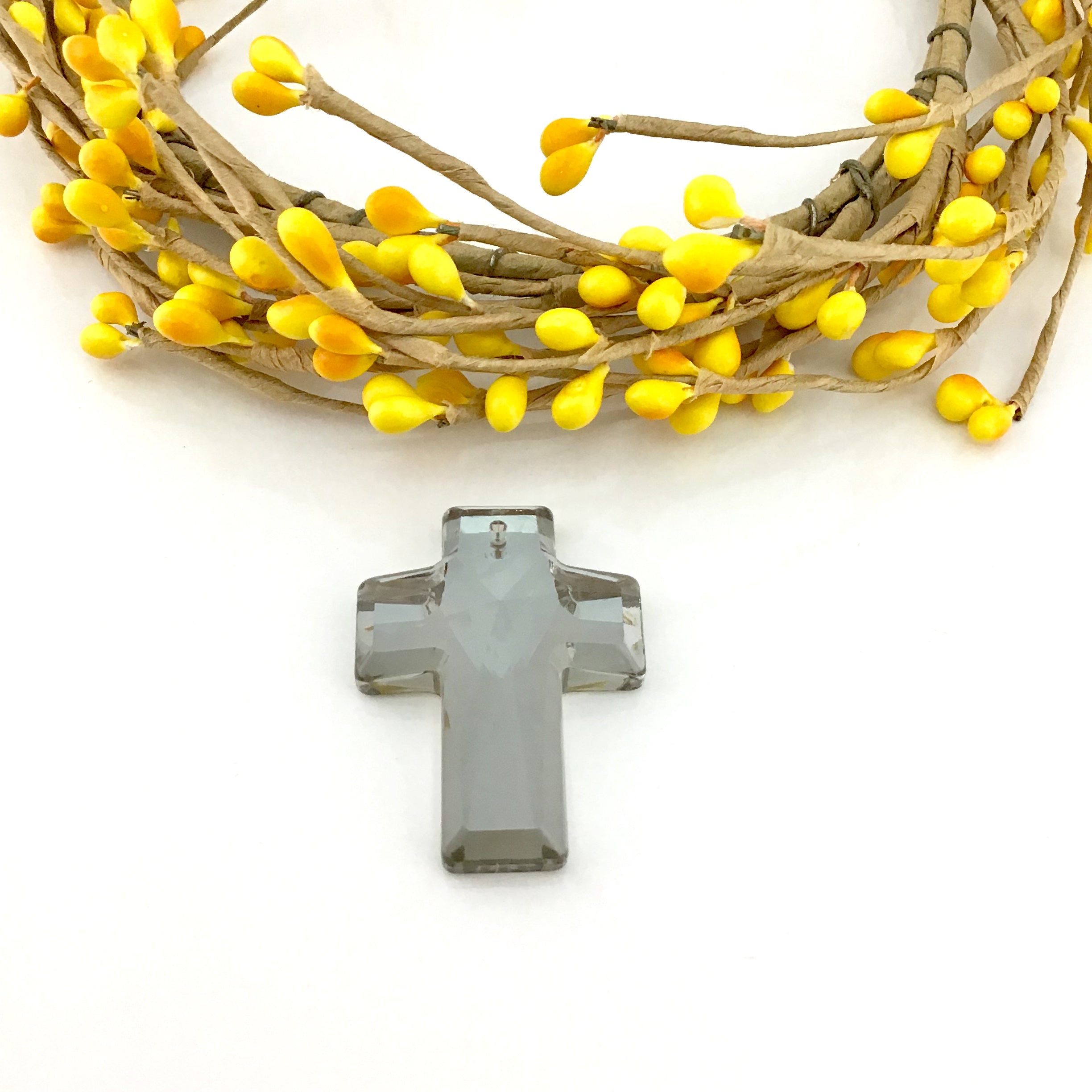 2 Glass Cross Pendant, Silver Shade | Bellaire Wholesale