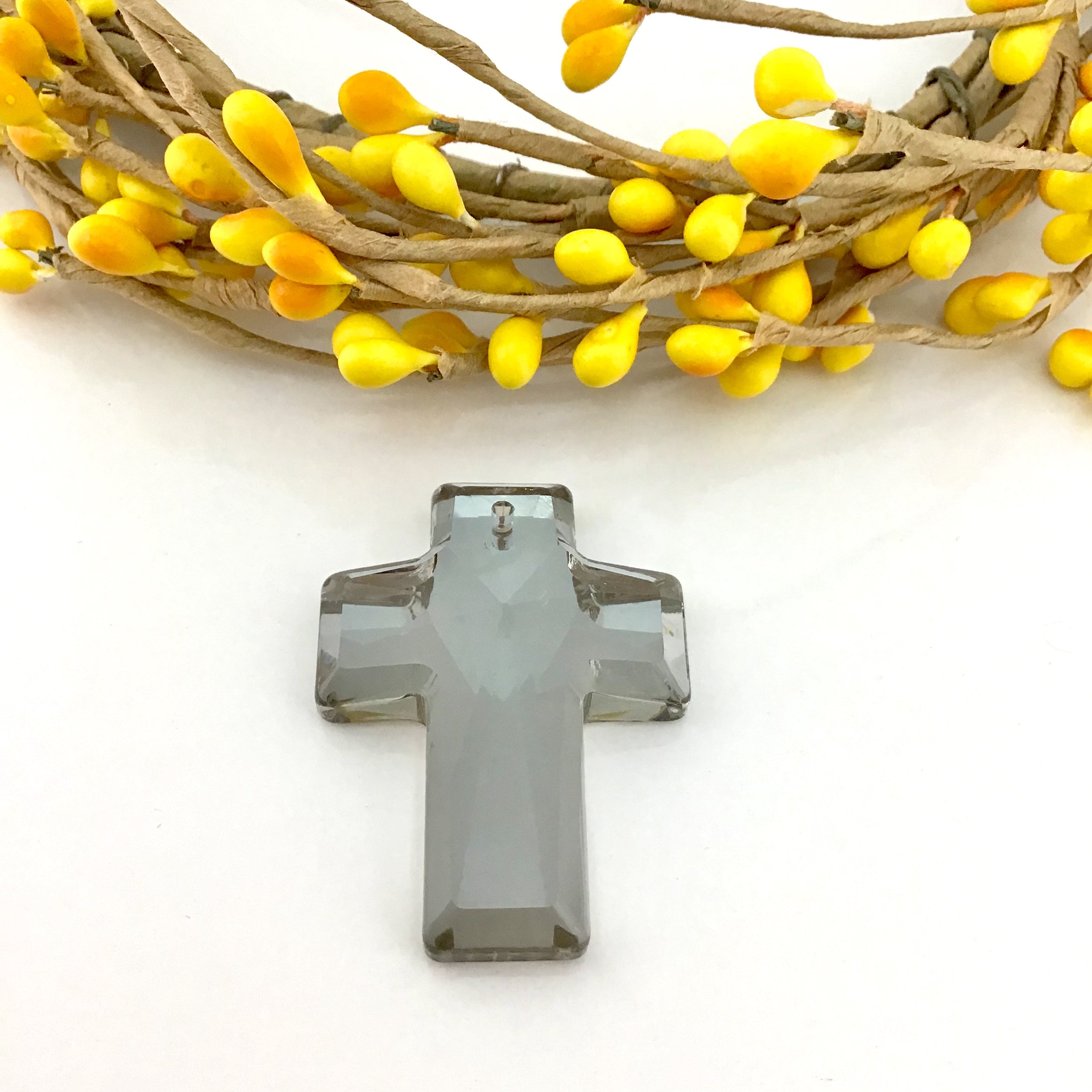 2 Glass Cross Pendant, Silver Shade | Bellaire Wholesale