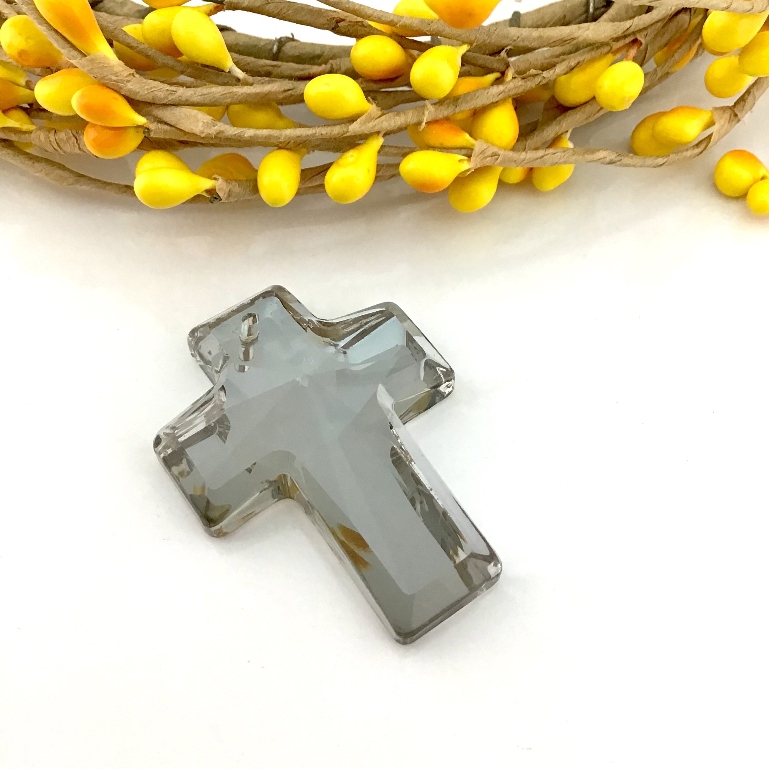 2 Glass Cross Pendant, Silver Shade | Bellaire Wholesale