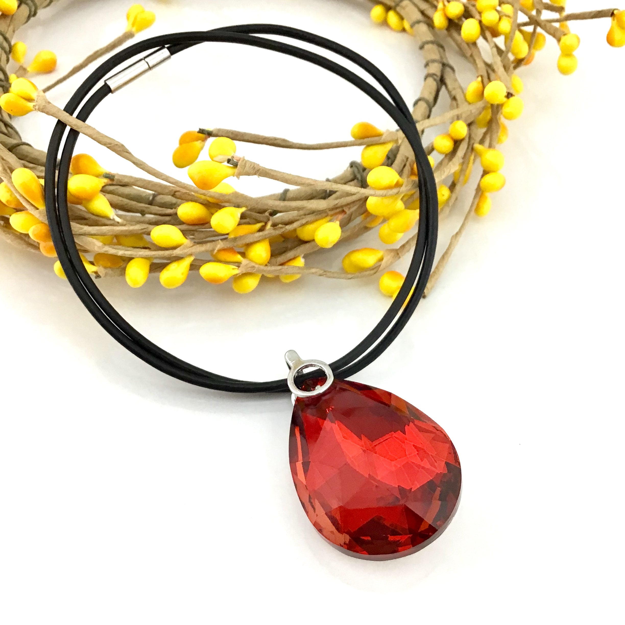 Glass Teardrop Pendant, Siam Red | Bellaire Wholesale