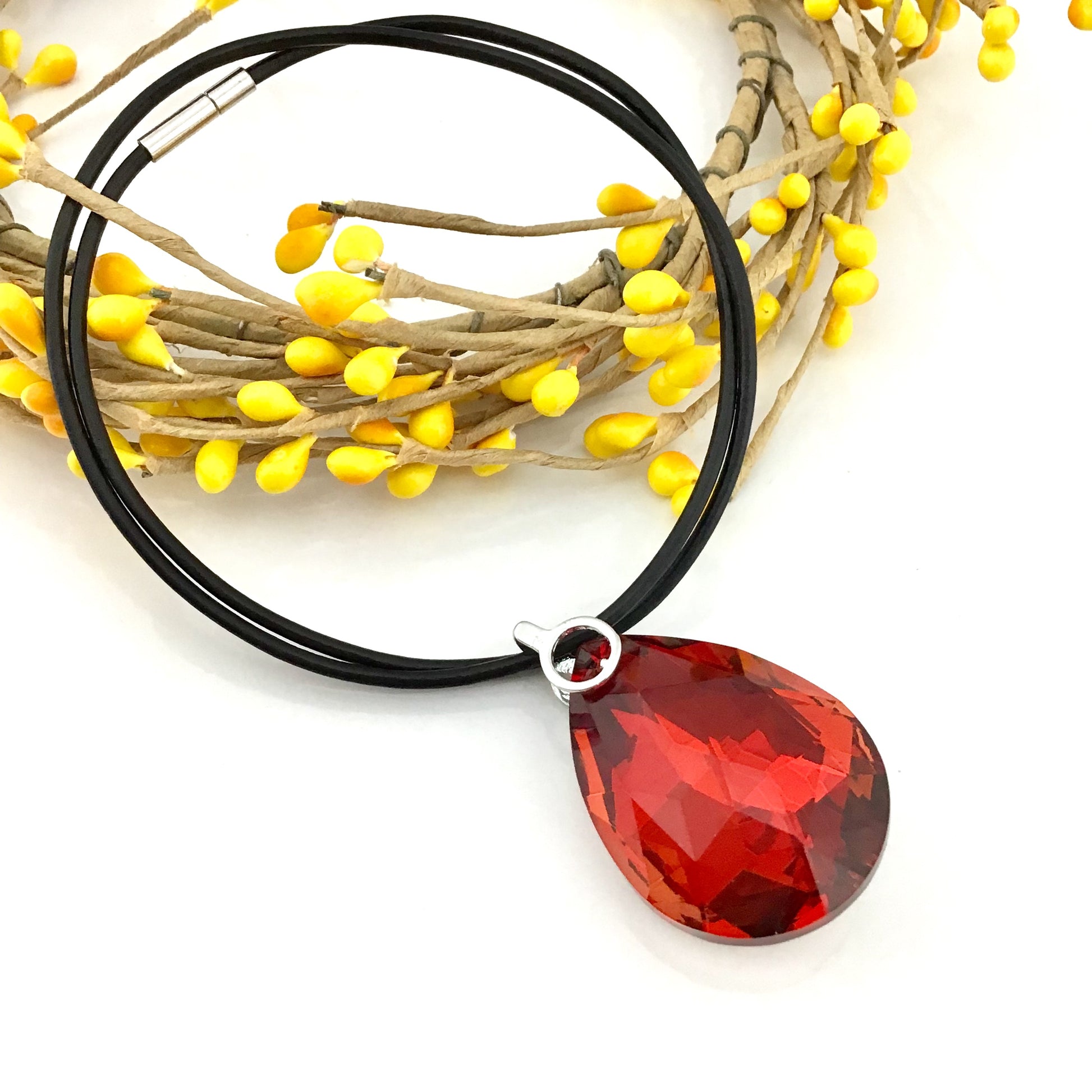 Glass Teardrop Pendant, Siam Red | Bellaire Wholesale