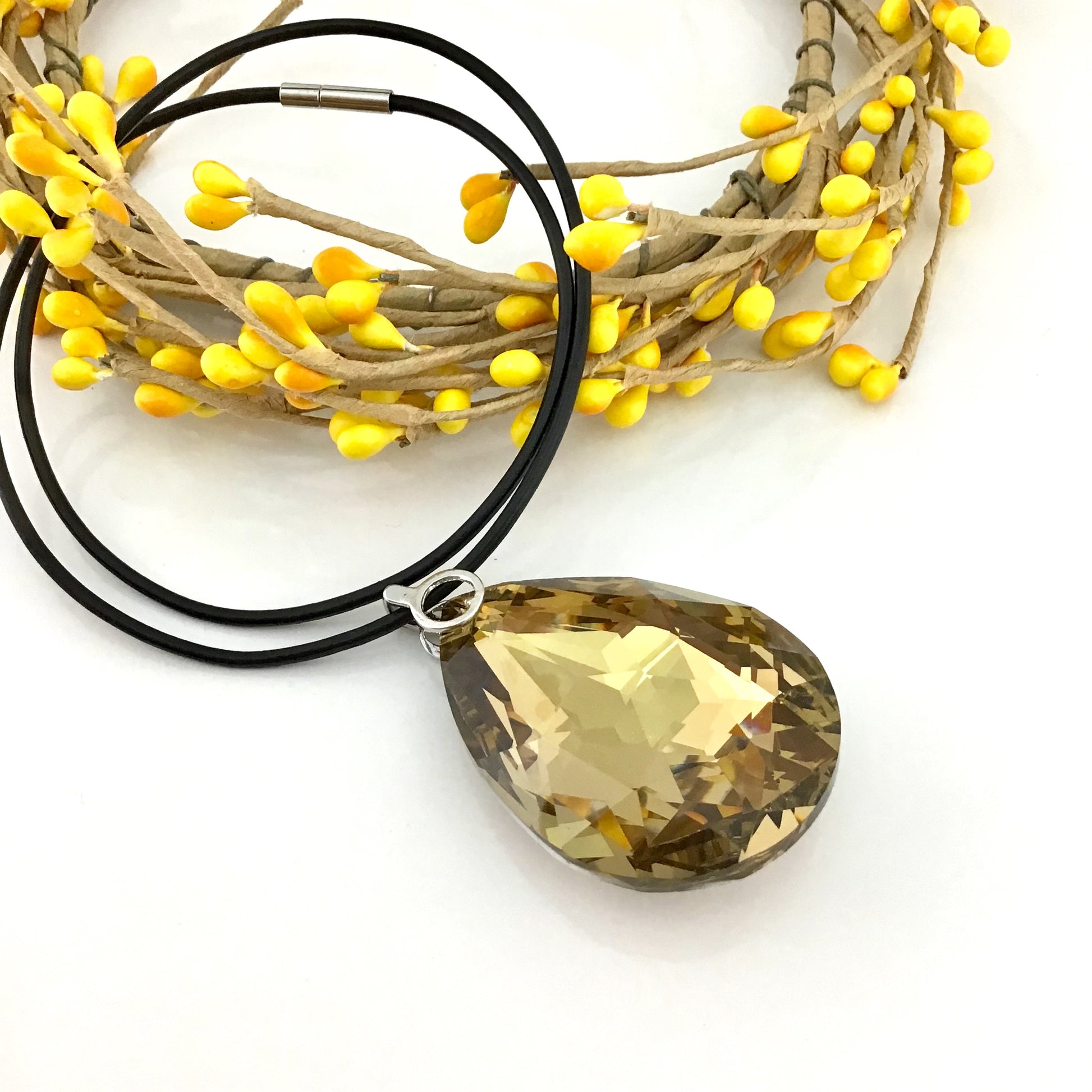Glass Teardrop Pendant, Topaz | Bellaire Wholesale