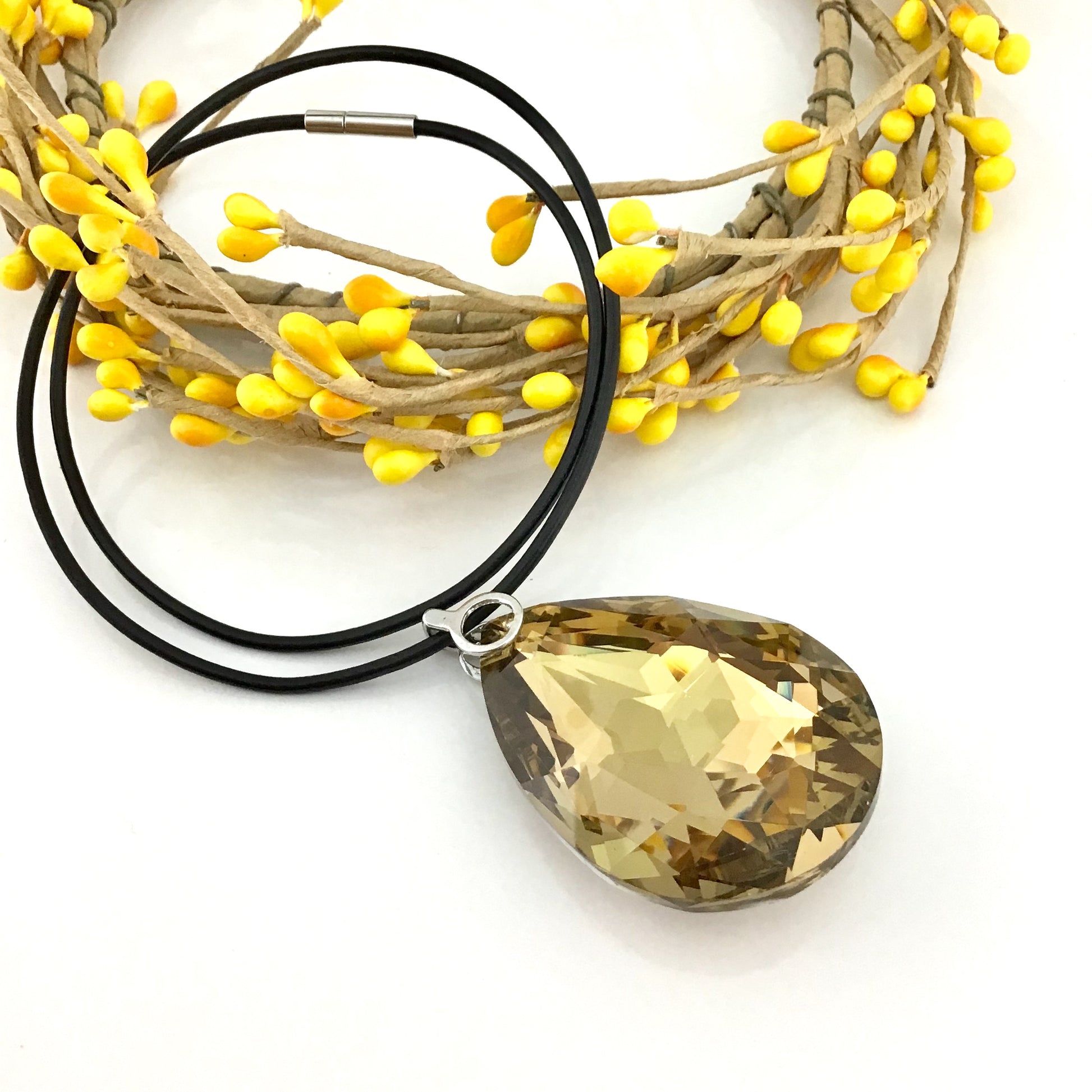 Glass Teardrop Pendant, Topaz | Bellaire Wholesale