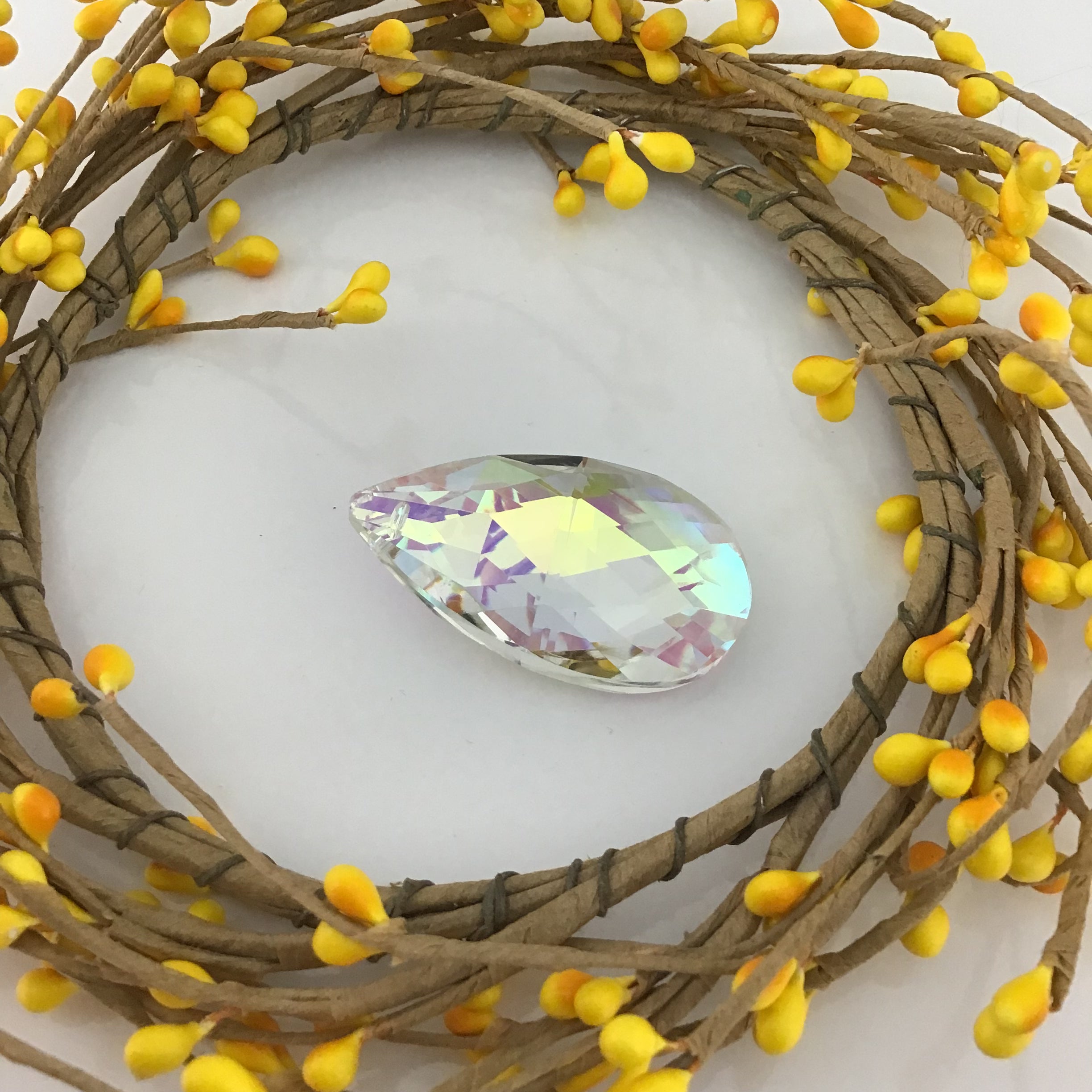 Glass Teardrop Pendant, Clear AB | Bellaire Wholesale