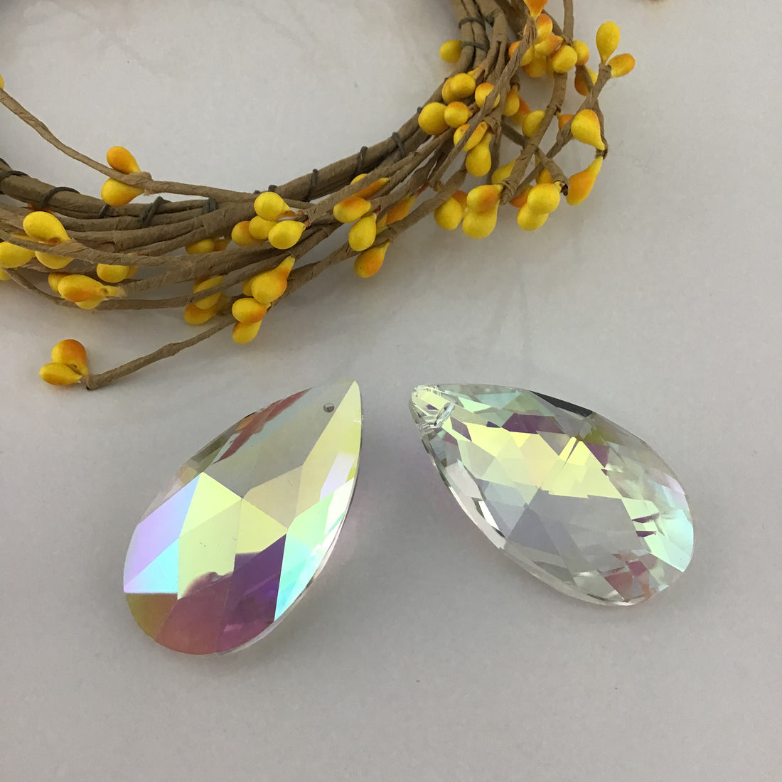 Glass Teardrop Pendant, Clear AB | Bellaire Wholesale