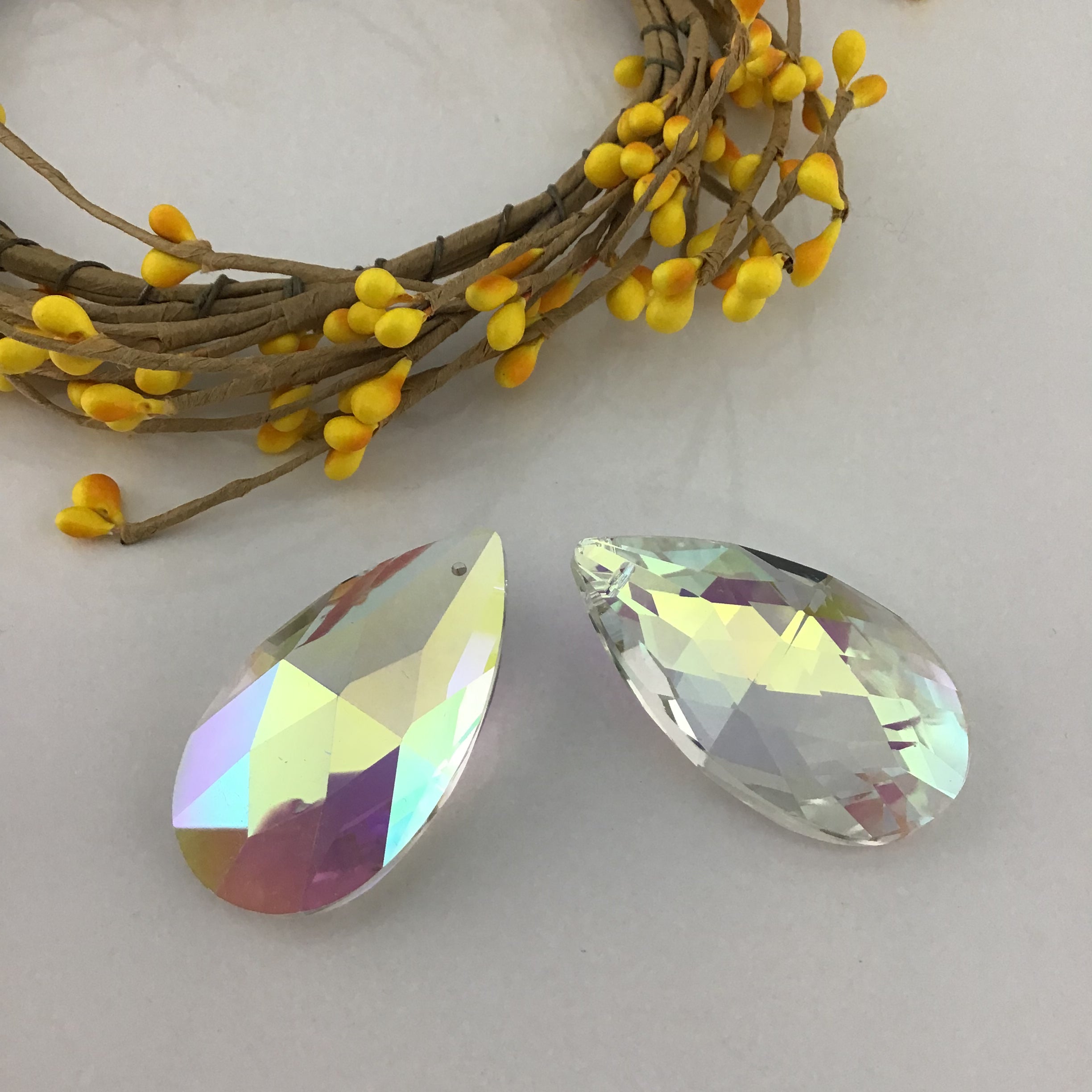 Glass Teardrop Pendant, Clear AB | Bellaire Wholesale
